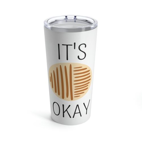 Insulated Tumbler 20oz, Say It Soul, Its Okay, Black And Brown Line Art Positive Affirmation
