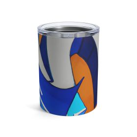 Insulated Tumbler 10oz, Abstract Graffiti Orange Grey Blue Pattern
