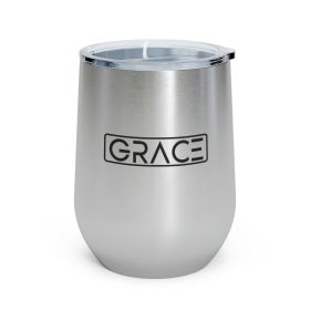 Insulated Tumbler - 12oz Grace Christian Inspiration Word Art Black