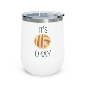 Insulated Tumbler - 12oz, Say It Soul, Its Okay, Black And Brown Line Art Positive Affirmation