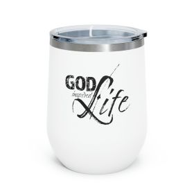 Insulated Tumbler - 12oz, God Inspired Life Inspirational Quote Bible Affirmation Print - Black