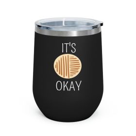 Insulated Tumbler - 12oz, Say It Soul, Its Okay, White And Brown Line Art Positive Affirmation