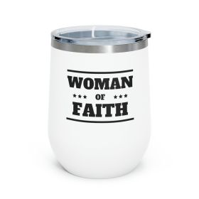 Insulated Tumbler - 12oz, Woman Of Faith Christian Inspiration Biblical Motivation - Black