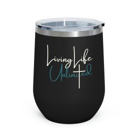 Insulated Tumbler - 12oz, Living Life Unlimited - Inspirational Motivation - White And Green