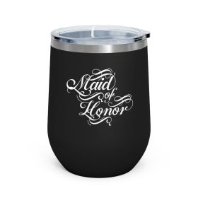Insulated Tumbler - 12oz, Maid Of Honor, Wedding Bridal Party (Color: Black)