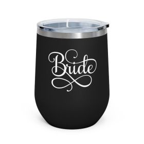 Insulated Tumbler - 12oz, Bride Accessories, Wedding (Color: Black)