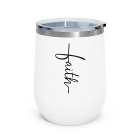 Insulated Tumbler - 12oz, Faith Christian Inspiration (Color: White)